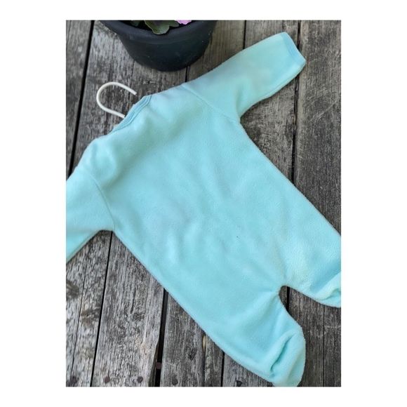 Vintage Green Fleece Footy Sleeper Full Zip 6-9 Months - Picture 4 of 9